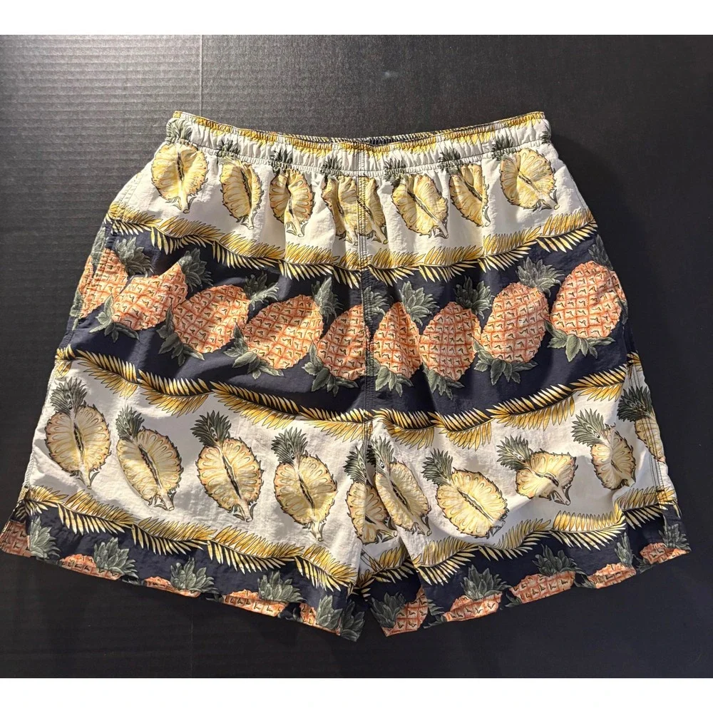 Vintage Tommy Bahama Men's Nylon Swim Trunks Pineapple Palm Leaf